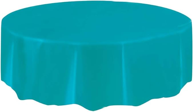 Round Plastic Table Cover 84"/213cm | Caribbean Teal