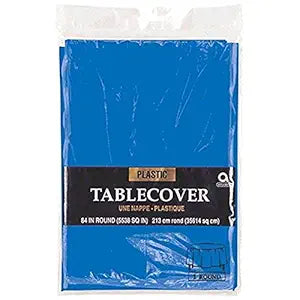 Round Plastic Table Cover 84"/213cm | Marine Blue