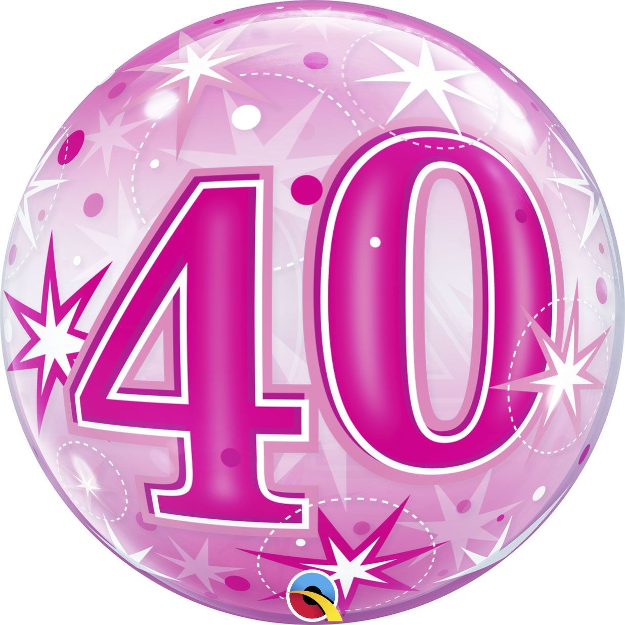 Starburst Sparkle 40th Pink 22"/56cm Bubble Balloon