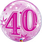 Starburst Sparkle 40th Pink 22"/56cm Bubble Balloon