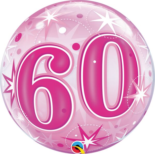 Starburst Sparkle 60th Pink 22"/56cm Bubble Balloon