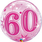 Starburst Sparkle 60th Pink 22"/56cm Bubble Balloon