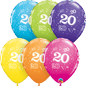 Qualatex 20th Birthday Tropical Assorted 11" Latex Balloons 25Pc/Bag