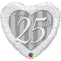 Happy 25th Damask 18-inch Heart Anniversary Balloon