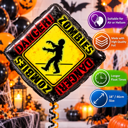 Danger Zombies Halloween 18" Foil Balloon – Air or Helium