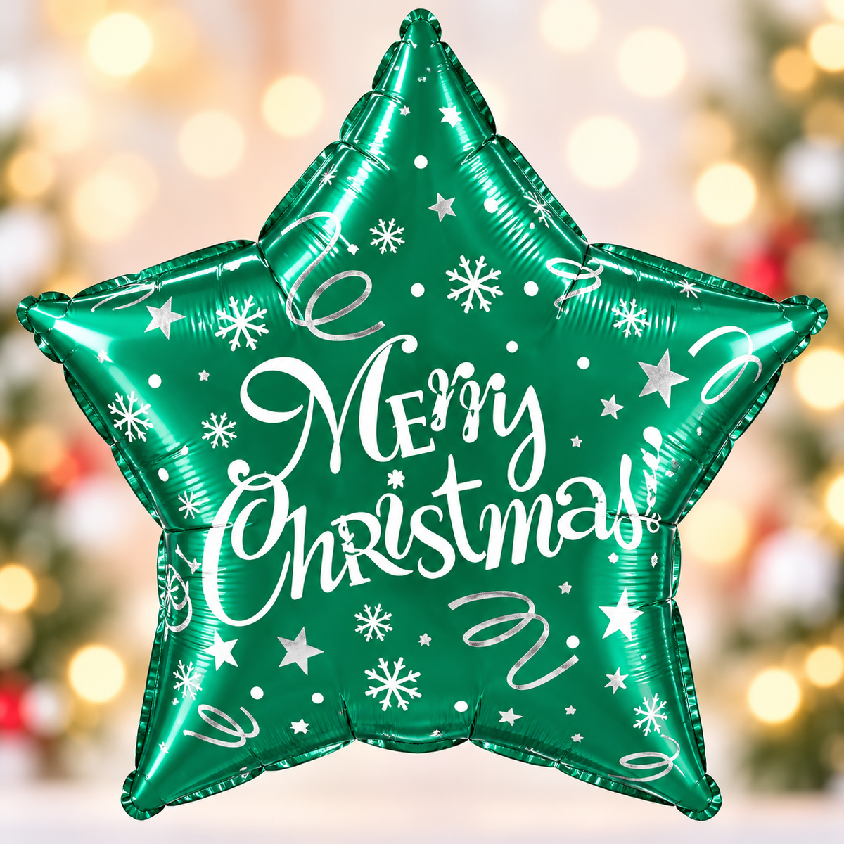 Qualatex 20" Green Merry Christmas Star Foil Balloon – Air or Helium