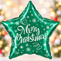 Qualatex 20" Green Merry Christmas Star Foil Balloon – Air or Helium
