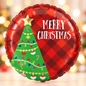 Anagram 17" Merry Christmas Red Tartan Christmas Tree Foil Balloon – Air or Helium