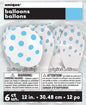 Unique Pastel Blue Polka Dots 12" Latex Balloons 6ct