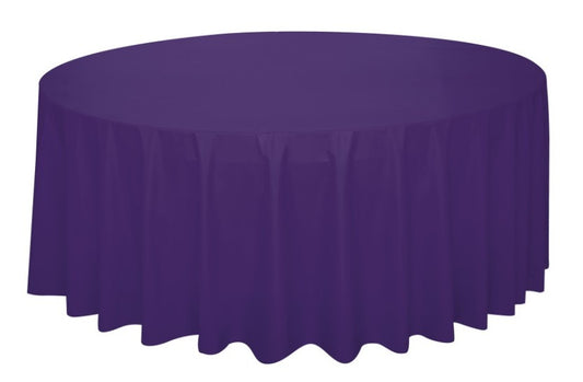 Round Plastic Table Cover 84"/213cm | Deep Purple