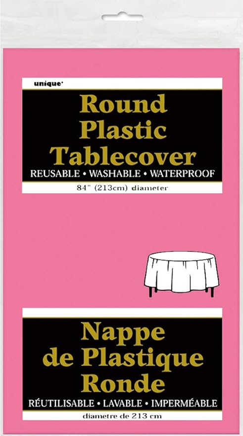 Round Plastic Table Cover 84"/213cm | Hot Pink