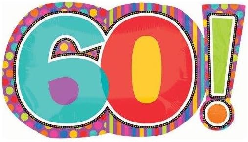 Anagram Dots & Stripes 60th Birthday 29" x 18" Foil Balloon