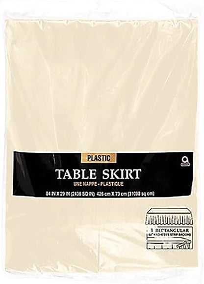 Plastic Table Skirt - 29"x 168" | Vanilla Cream