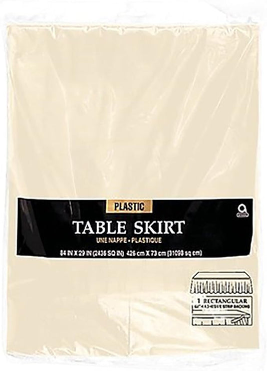 Plastic Table Skirt - 29"x 168" | Vanilla Cream