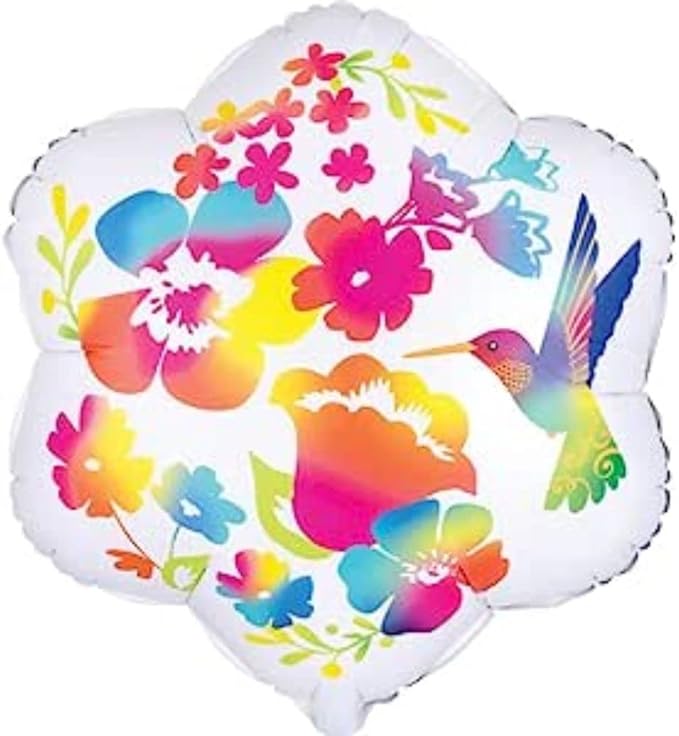 Satin Watercolour Flowers 15" J/Shape Foil Balloon