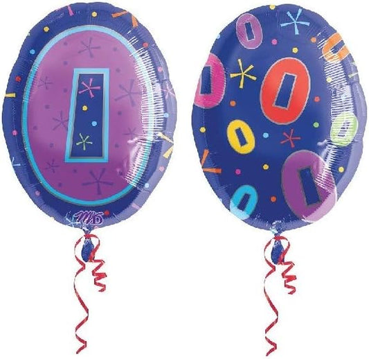 Anagram Oval Shape Number 0 Purple 18" Foil Balloon