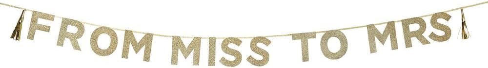 Talking Tables 'From Miss to Mrs' Glitter Banner Party Decorations, 3M, Gold, 1 x 22 x 22 cm
