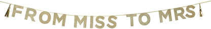 Talking Tables 'From Miss to Mrs' Glitter Banner Party Decorations, 3M, Gold, 1 x 22 x 22 cm