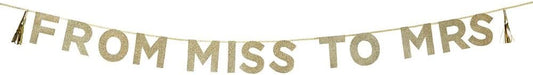 Talking Tables 'From Miss to Mrs' Glitter Banner Party Decorations, 3M, Gold, 1 x 22 x 22 cm