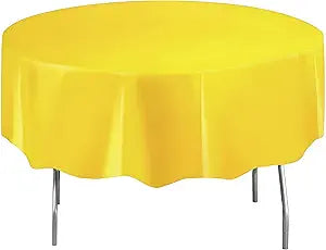 Round Plastic Table Cover 84"/213cm | Sunflower Yellow