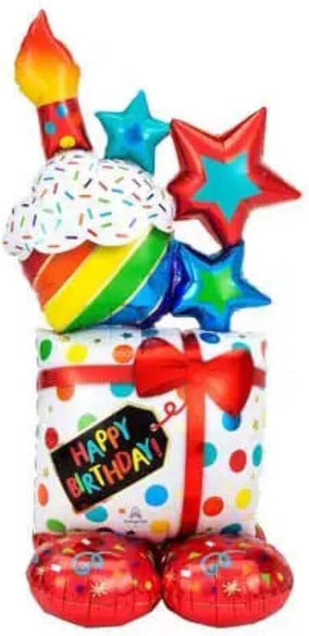 Anagram Airloonz Stacked Birthday Icons 55" Foil Balloon