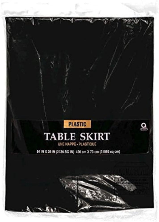 Plastic Table Skirt - 29"x 168" | Jet Black