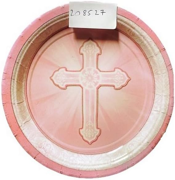 Radiant Cross Pink 17.8cm Paper Plate 8ct