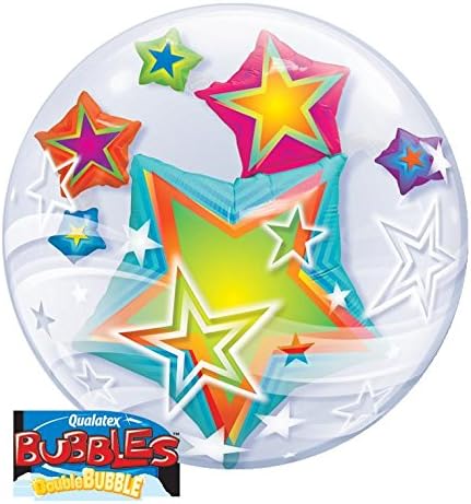Double Multicolored Stars 24"/61cm Bubble Balloon