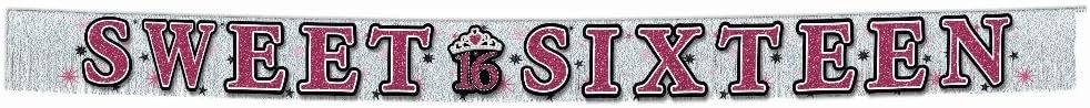 Amscan International Sweet 16 Glitter Fringe Banner 2.4m