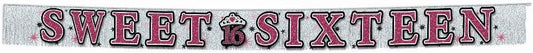 Amscan International Sweet 16 Glitter Fringe Banner 2.4m