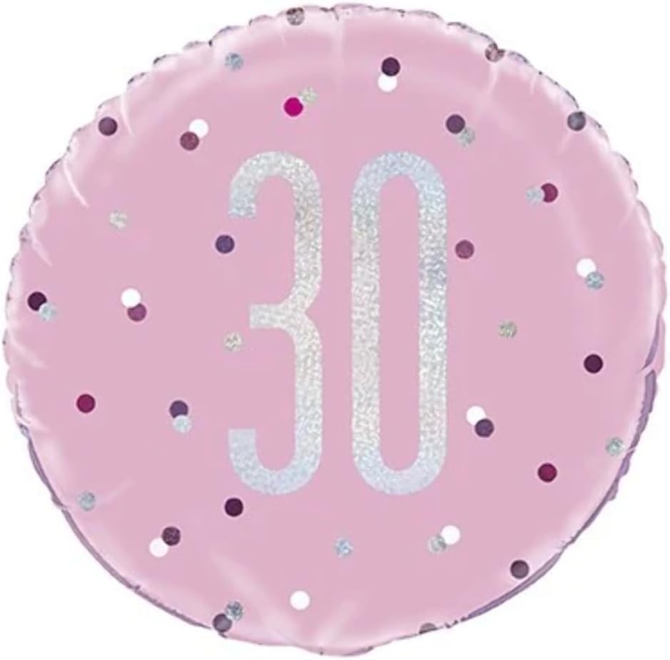 Pink Confetti Age 30 Round Mylar 18-inch Balloon