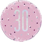 Pink Confetti Age 30 Round Mylar 18-inch Balloon