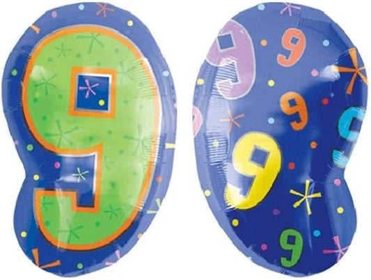 Anagram Oval Shape Number 9 Green 18" Foil Balloon