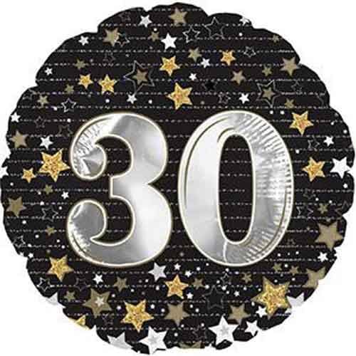 17" Gold Stars 30 Foil Balloon