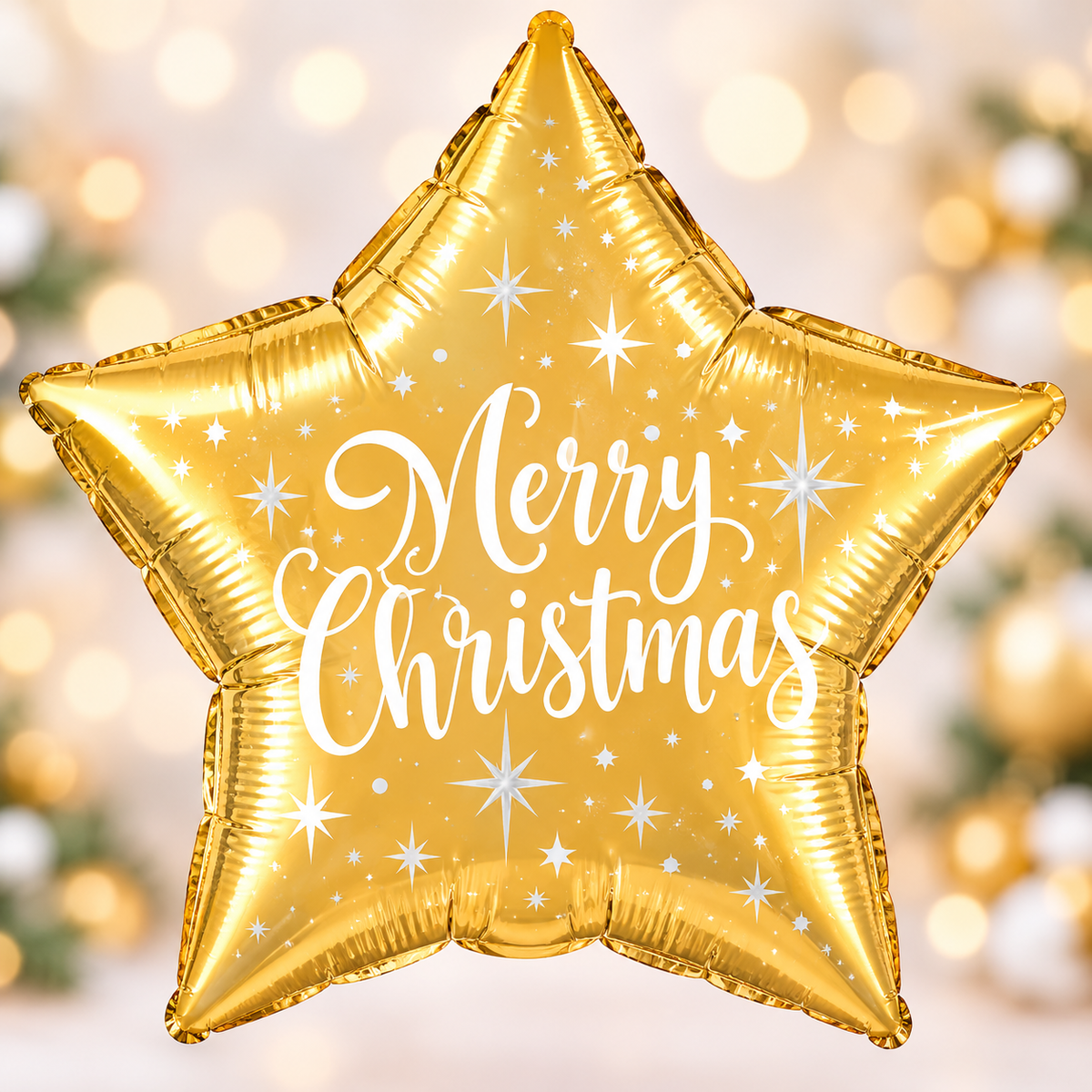Qualatex 20" Gold Merry Christmas Star Foil Balloon – Air or Helium