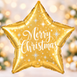 Qualatex 20" Gold Merry Christmas Star Foil Balloon – Air or Helium