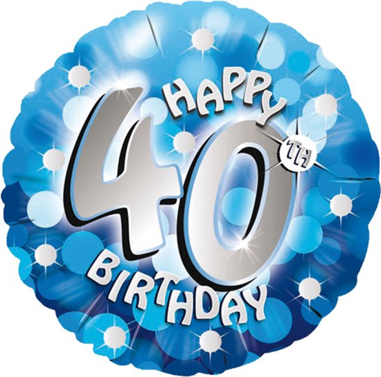 Blue Holographic 40th Birthday 18-inch Foil Balloon