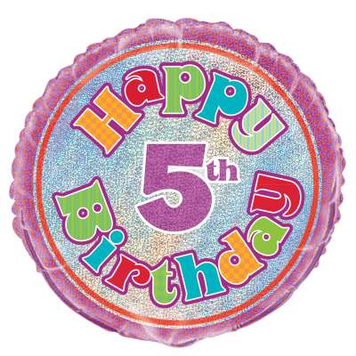 Prism 5th Happy Birthday 18-inch Foil Balloon