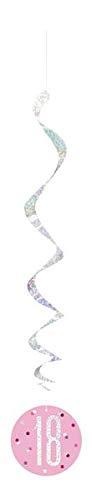 "18" Hanging Swirl Decorations - 32" | Pink And Silver | 6 Pcs.