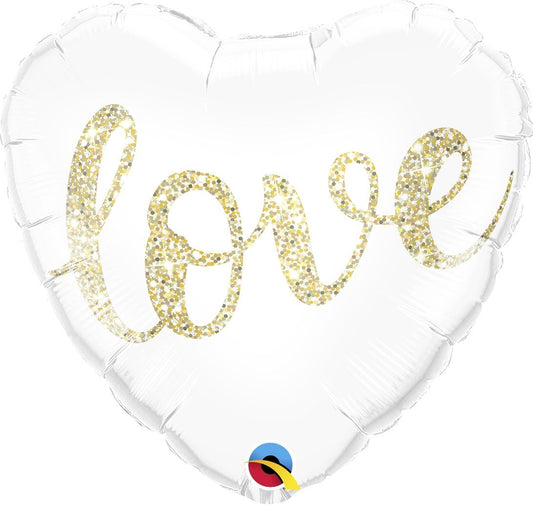 Qualatex Glitter Gold Love 18" Heart Foil Balloon
