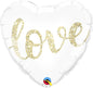 Qualatex Glitter Gold Love 18" Heart Foil Balloon