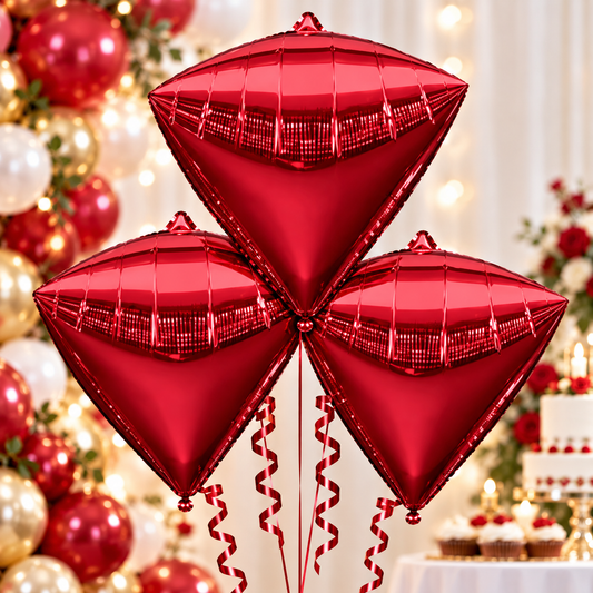 Anagram 15" x 17" Red Diamondz Foil Balloons – Pack of 3