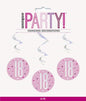 "18" Hanging Swirl Decorations - 32" | Pink And Silver | 6 Pcs.
