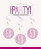 "50" Hanging Swirl Decorations - 32" | Pink And Silver | 6 Pcs.