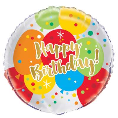 Unique Happy Birthday Glitzy Gold Balloons 18" Foil Balloon