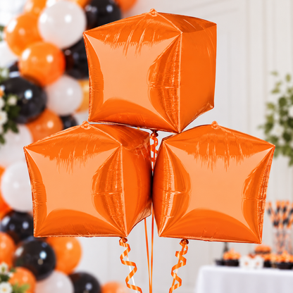 Anagram 15" Orange Cubez Foil Balloons – Pack of 3