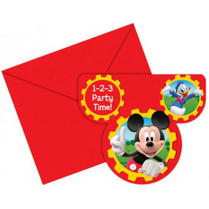 Disney Mickey Mouse Clubhouse Shaped Party Invitations with Envelopes x 6