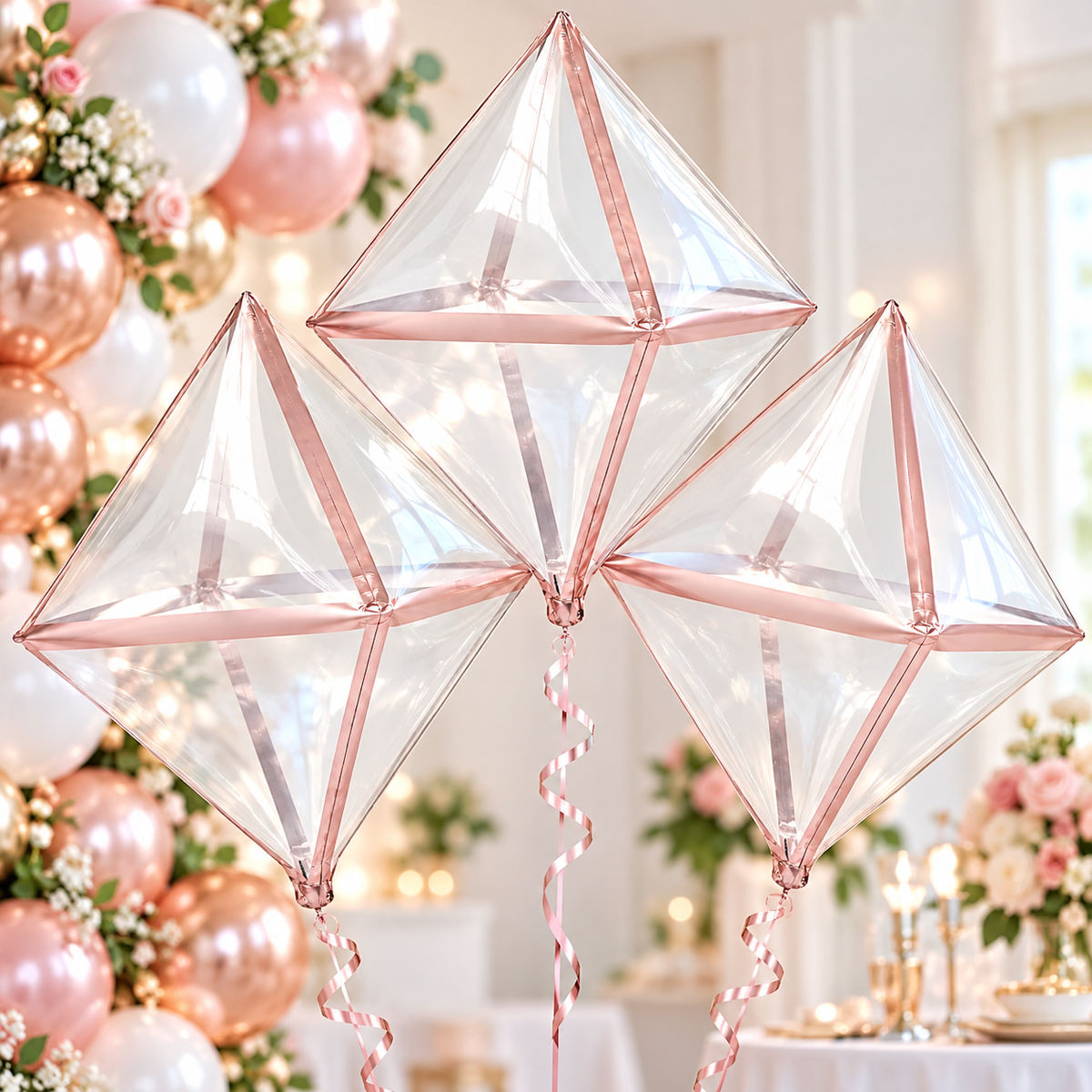 Anagram 25" Rose Gold Anglez Foil Balloons – Pack of 3