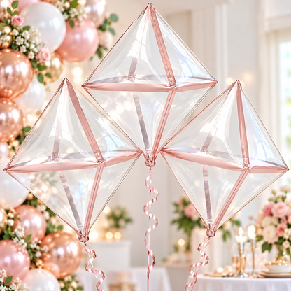Anagram 25" Rose Gold Anglez Foil Balloons – Pack of 3