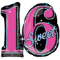 Anagram Pink Sweet 16 Birthday Supershape 28" Foil Balloon